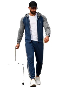 Customizable Hooded 100% Cotton Terry Two-Piece Winter Streetwear Men's Tracksuit Set Stylish Comfortable Long Sleeve Full-Zip - Product Image 2