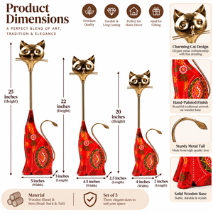 Figura de Gato Pintada a Mano en Madera y Hierro |   Escultura de Animales Hecha a Mano |   Decoración para el Hogar - Product Image 6
