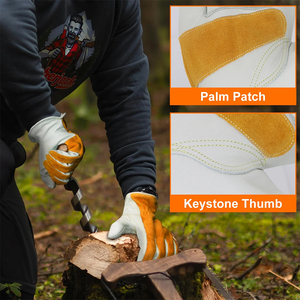 Comfortable Leather Working <b>Gloves</b> With Elastic Cuff Men's XL Insulated Leather Cotton Lining Work <b>Gloves</b> For Adult - Product Image 6