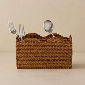 3 Compartment Cutlery Holder Set Wooden Organizer Box Spoon Fork Knife Storage Stand Kitchen Countertop Utensil <b>Rack</b> - Product Image 2