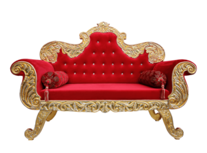 Luxury Royal Wedding <b>Sofa</b> | <b>Gold</b> Carved Metal Living Room <b>Sofa</b> | Velvet Tufted Maharaja Couch | Premium Event Banquet Furniture - Product Image 2