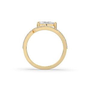 Bague de fiançailles personnalisée en or 14 carats avec diamant de laboratoire taille poire de 1,30 carat, style unique, légère et minimaliste, bijoux fins - Product Image 2