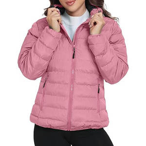 Veste matelassée légère pour femme, à capuche, coupe-vent, manteau d'hiver chaud, vêtement d'extérieur matelassé, parka décontractée pour temps froid - Product Image 1