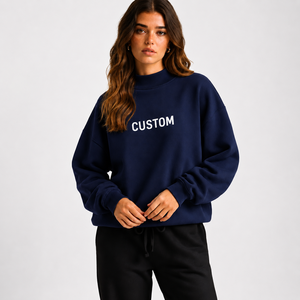 Sweat-shirt à col montant pour femme en coton molletonné doux, style streetwear, vêtements de marque privée, fournisseur OEM ODM - Product Image 1