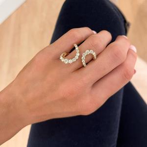 แหวนไขว้ลายวนแบบเปิด 14K 18K ทองคำแท้ ประดับเพชรทรงกลมเจียระไนแบบ Pave เพชรเลี้ยงในห้องปฏิบัติการ หรูหรา สง่างาม เหมาะสำหรับงานเลี้ยงค็อกเทล เครื่องประดับชั้นดี - Product Image 6