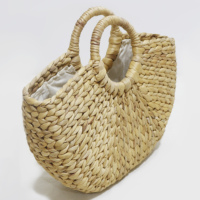 Fourre-tout chic en osier écologique en jacinthe d'eau, sangle tressée artisanale pour l'épicerie quotidienne