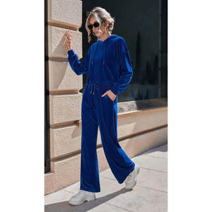 Women's Autumn Streetwear Long Solid Color Zip Hoodie & Drawstring <b>Pants</b> 2-Piece Tracksuit Set Wholesale Custom ZONA - Product Image 2