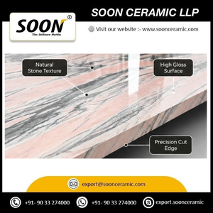 SOON CERAMIC Factory Direct Low Price ROSALIA Calcite Big <b>Slab</b> Polished Modern Eco-friendly 3D Model Design Living Room Wall - Product Image 5