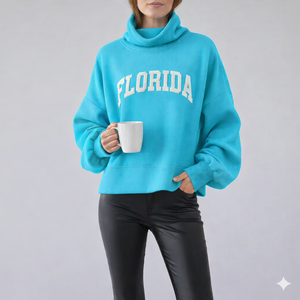 Women Oversize Long Mockneck Pullover Sweatshirt Soft Breathable Anti-shrink <b>Winter</b> Autumn Casual Relaxed Fashion Front Logo <b>Top</b> - Product Image 3