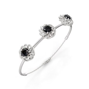 Pulsera Abrible de Oro Rosa de 14 Quilates con Espiral y Diamante Negro de Laboratorio Redondo (1 Ct.) Tw. Pulseras de Joyería para Compromiso y Boda - Product Image 1