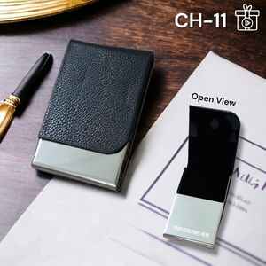 Porte-cartes de visite de luxe en acier PVD, design haut de gamme, similicuir, logo personnalisé, fait main, promotionnel Olivia High - Product Image 2