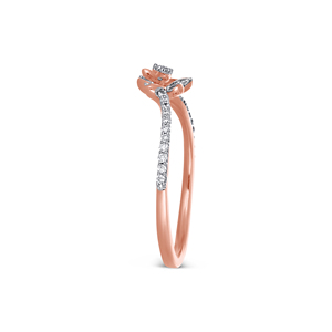 Bague de luxe en or rose sertie de diamants pour femme, taille marquise 0,35 carat, motif feuille avec halo de diamants, bande en or premium incrustée de diamants - Product Image 3