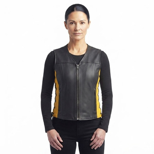 Women Genuine Leather <b>Waist</b> <b>Coat</b> Women V-Neck Leather Waistcoat Female Front Zipper Leather Office Wear Vest - Product Image 1