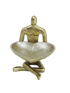 Figura Humana Decorativa Dorada con Bandeja de Aluminio en Forma de Corazón, Pieza Decorativa Única para Mesa - Product Image 2