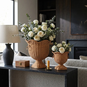 Ensemble de paniers à plantes en rotin, pots à fleurs en osier naturel, supports décoratifs pour plantes avec poignées pour la maison, le salon et l'intérieur - Product Image 3