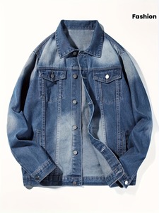 Vestes en jean streetwear de luxe pour hommes, logo personnalisé, haute qualité et prix abordable, vente en gros, style automne-hiver, manches classiques - Product Image 1