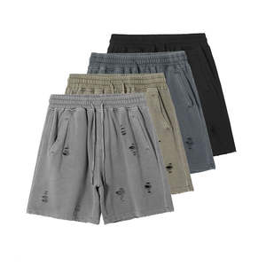 กางเกงขาสั้นจ็อกเกอร์ผ้าฝ้ายฟอกสีสไตล์วินเทจสำหรับผู้ชาย ระบายอากาศได้ดี แฟชั่นสตรีทลำลอง - Product Image 4