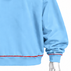 Sweat à capuche bleu ciel Indus brodé, motif floral, poche kangourou, décontracté, coupe oversize, streetwear, hiver - Product Image 6