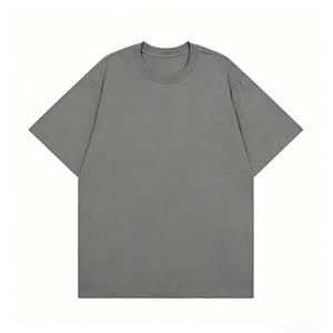 เสื้อยืดโอเวอร์ไซส์ผู้ชายสุดเทรนดี้ ผ้าฝ้าย 100% แขนสั้น คอกลม สีเทาล้วน สไตล์ลำลอง สตรีทแวร์ ผ้าเจอร์ซีย์ถัก ทรงหลวม ความยาวปกติ - Product Image 1