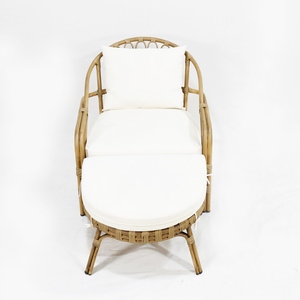 เก้าอี้อาบแดดโครงไม้ดีไซน์ใหม่ หุ้มหวายพีวีซี พร้อมเบาะรองนั่ง - Product Image 5
