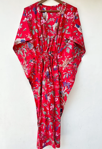 Nuevo Kaftán con Estampado Animal, Cuello en V, Cierre con Cordón, Corte Evase, de Algodón Suave Indio, con Encaje, Largo Completo, para Playa, para Mujer - Product Image 2