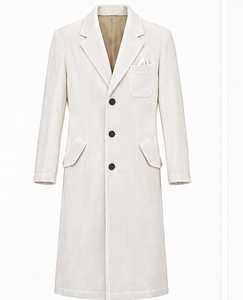 Manteau long couleur crème pour femme, manches longues, fermeture à boutons - Product Image 1