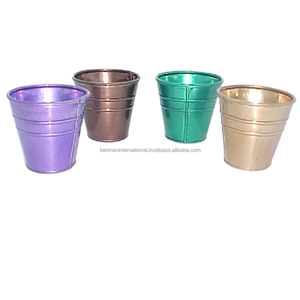 Maceta de Metal de Diseño de Lujo con Flores Pintadas a Mano en Azul Retro para Jardín, Hogar y Restaurante, Accesorios Florales para Plantas - Product Image 5