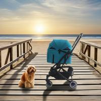 Poussette pour animaux de compagnie en aluminium léger à 4 roues, écologique, pliable, compatible avec le vélo, la moto, la voiture