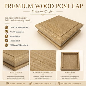 Factory Wholesale 95mm Red Oak Newel <b>Post</b> <b>Caps</b> Pyramid Solid Wood Staircase Parts Custom Design Durable Eco-Friendly FSC - Product Image 1