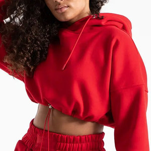 Ensembles de vêtements pour femmes : Sweat-shirts à capuche courts personnalisables avec logo, pantalons de survêtement, sweats à capuche épais vierges, tenues d'automne pour femmes - Product Image 1
