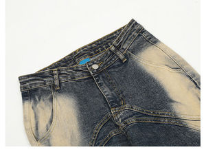 ผู้ผลิตกางเกงยีนส์ทรงตรงผ้าฝ้าย 100% น้ำหนักปานกลาง ทรงหลวมสำหรับผู้ชาย  แบบซักล้างสีพื้น สำหรับฤดูใบไม้ร่วงและฤดูหนาว  รับผลิตตามแบบ - Product Image 6