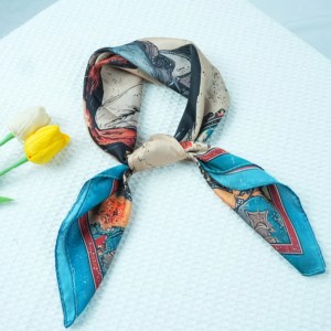 Pañuelo Cuadrado de Seda con Diseño Floral Retro de 90*90cm, Estilo Boho para Mujeres y Niñas - Product Image 6