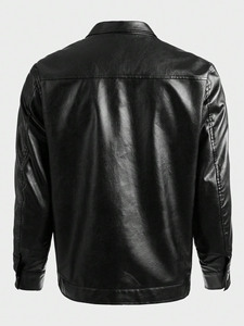 Veste en cuir vieilli de haute qualité pour hommes, style motard, col montant, parka pour motos, veste pour hommes - Product Image 4