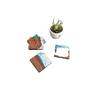 Venta al por mayor Bar hogar creativo mármol empalme Acacia madera cuadrado redondo único posavasos bambú personalizar bebida taza - Product Image 1