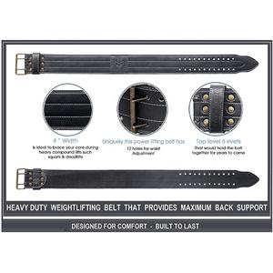 Meilleure qualité en gros 4 pouces de large ceinture d'haltérophilie en cuir robuste 6MM en cuir véritable Double broche ceinture d'haltérophilie - Product Image 6