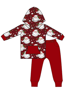 Baby Girls <b>Christmas</b> Hooded Sweatshirt And <b>Pants</b> Set Pink Striped Santa 2 Piece Tracksuit - Product Image 3
