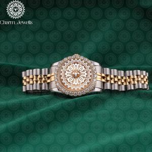 Charm_Jewells Montre de luxe en acier inoxydable, cadran analogique à quartz rond de 38 mm, cristal saphir, fermoir pliant, bracelet de mode pour femme - Product Image 1