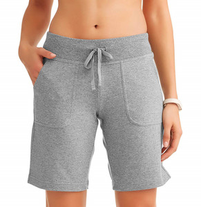 Shorts Deportivos de Cintura Alta para Mujer, Ecológicos, de Felpa Francesa, con Material de Spandex/Poliéster - Product Image 1