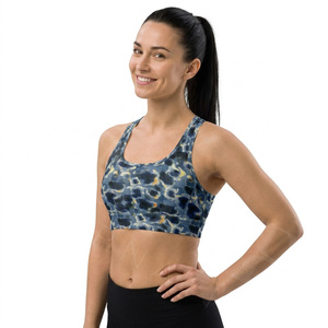 LOW MOQ Customized Own Design Printed Women Sports Bra Seamless Breathable Fitness Yoga Gym Workout <b>Running</b> <b>Padded</b> Sports Bra - Product Image 3