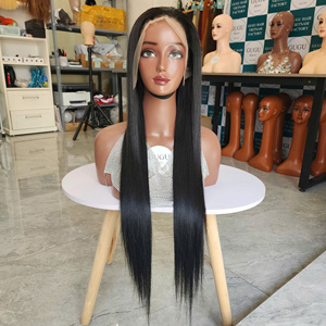 Perruques Lace Front HD 250 densité, noires naturelles, lisses, pour femmes, perruque de cheveux humains 13x4 pré-épilée, sans colle, avec dentelle frontale - Product Image 1