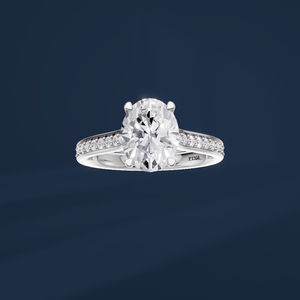 Anillo de Compromiso con Halo de Diamantes Cultivados en Laboratorio de Corte Ovalado de 2.00ct, Plata de Ley PT950, Joyería Fina de Lujo DIFF, Venta al Por Mayor - Product Image 2