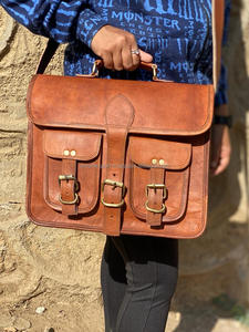 New Arrival Goat Leather Unisex Stylish Messenger <b>Bags</b> Office Use <b>Laptop</b> Handbag Real Handmade Messenger Leather Crossbody <b>Bags</b> - Product Image 4