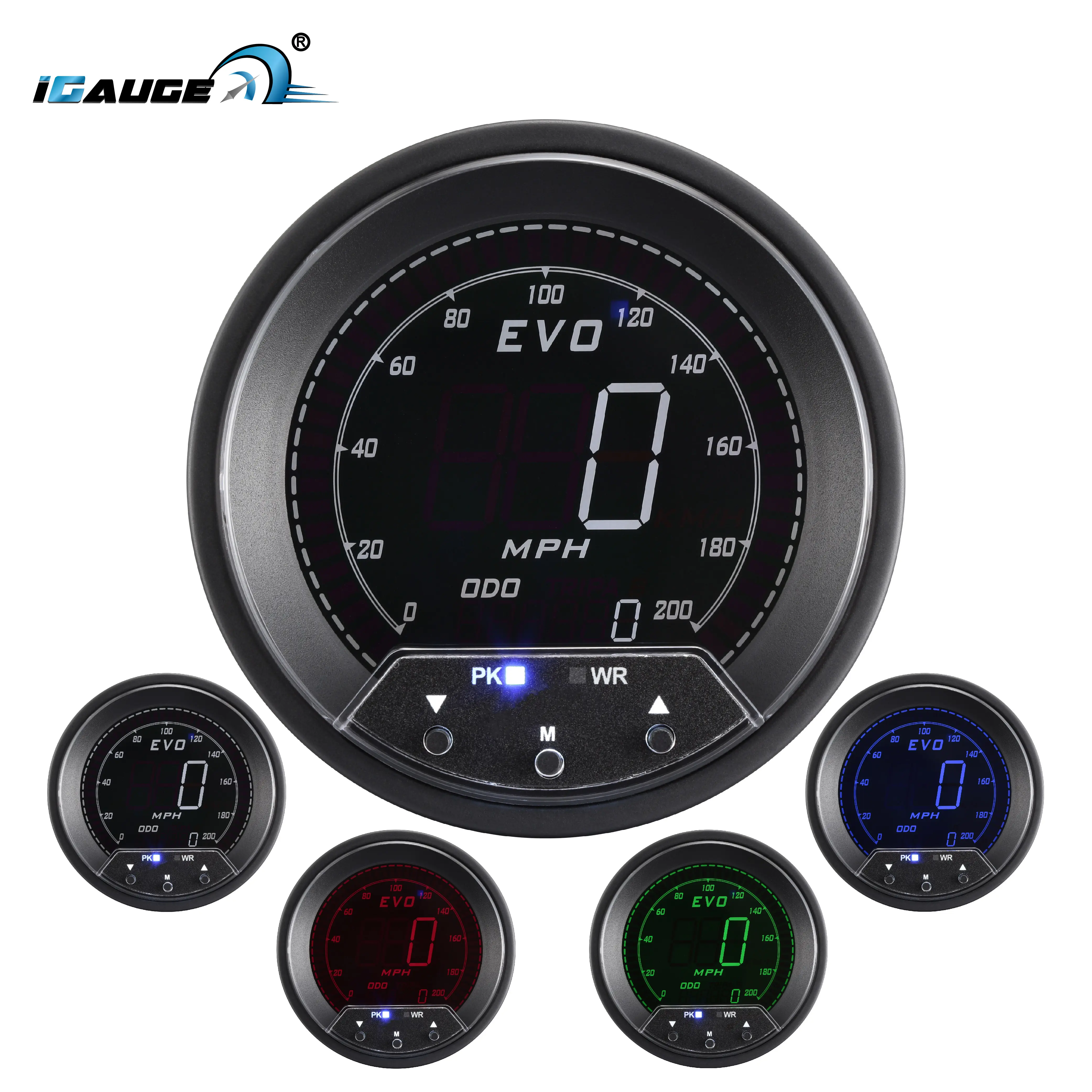 85mm Universal 4 Colors Display LCD Digital GPS Odometer MPH Speedometer For Car Auto Automobile