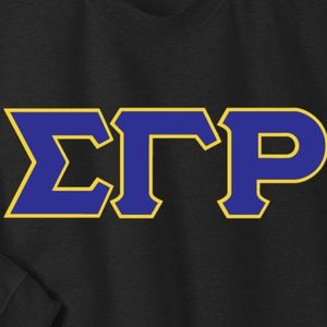 <b>Black</b> Greek Letter <b>Crew</b> <b>Neck</b> <b>Sweatshirt</b> Embroidered Graphic Long Sleeve Casual Pullover Sportswear Blue Gold Design Apparel - Product Image 6