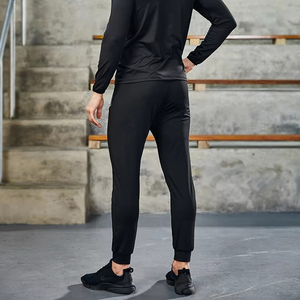 Ensemble de survêtement 2 pièces en polyester et élasthanne anti-transpiration avec cordon de serrage pour fitness et course à pied, personnalisable avec logo, OEM, ODM, vente en gros - Product Image 3