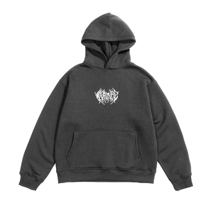 Sudadera con Capucha para Hombre, Negra, Corte Regular, con Logotipo Blanco Estampado, Estilo Casual Urbano, de Felpa de Algodón, con Bolsillo Frontal, para Invierno - Product Image 1