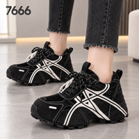 Baskets mode à lacets pour femmes, à semelle épaisse, avec design à panneaux superposés, chaussures de marche quotidiennes, logo personnalisé, fabricant de marque privée, tout inclus