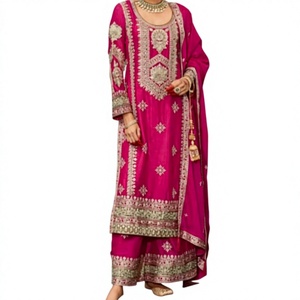 Vestido Maxi Reversible de Mujer, Estilo Fiesta, con Bordado de Lentejuelas y Perlas, de Georgette Sintética Pesada, de Secado Rápido y Corte Regular - Product Image 1