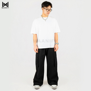 Hot Selling <b>White</b> Oversized T Shirt Men Baggy Streetwear Combed Cotton Garment Dyed <b>Tee</b> Custom Logo Manufacturer MAANIFY - Product Image 2