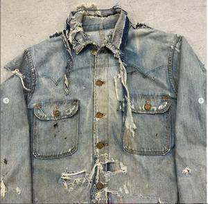 Veste en jean pour homme personnalisable OEM, décontractée, automne/hiver, coupe oversize, boutonnée, délavée, poches latérales, 100 % coton, écologique - Product Image 2